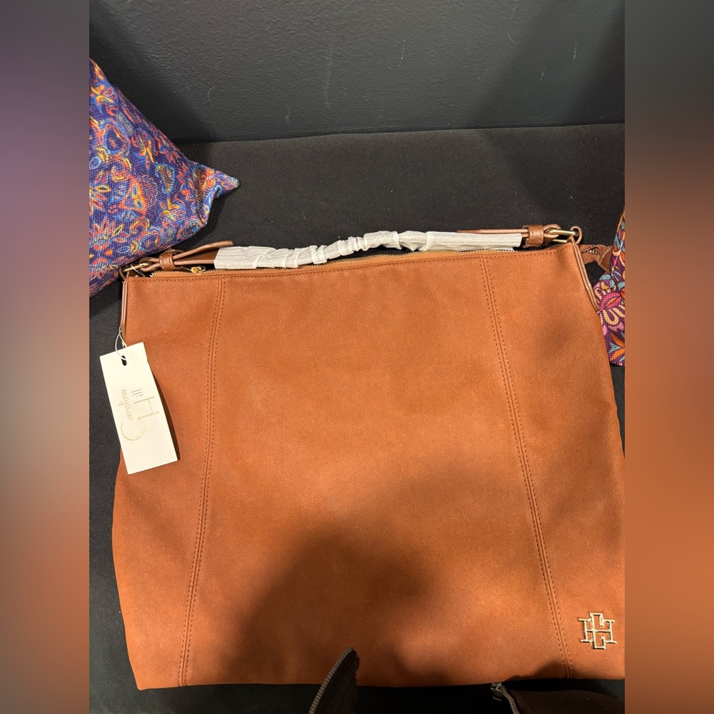 Elegant Tan Hobo Bag with Gold Accents